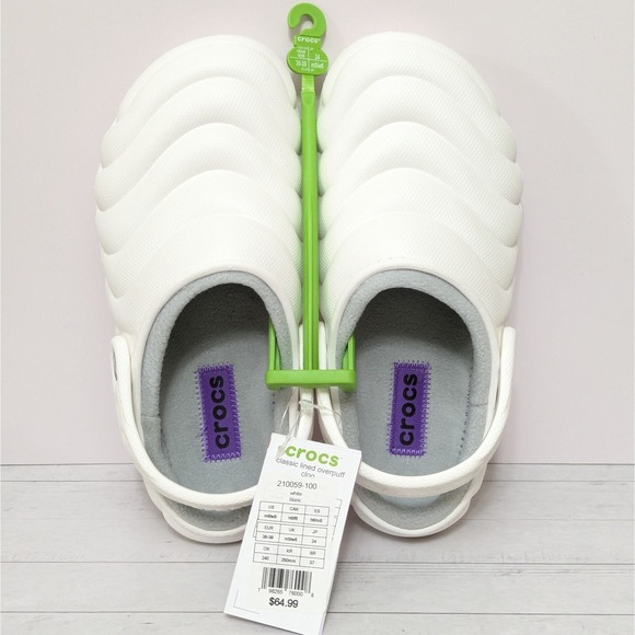 CROCS Other - Adult Crocs Classic Lined Overpuff Clog Size W-8 M-6 WHITE Warm Slip On Slippers
